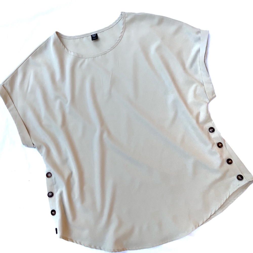 Shein Cream Cap Sleeve Blouse